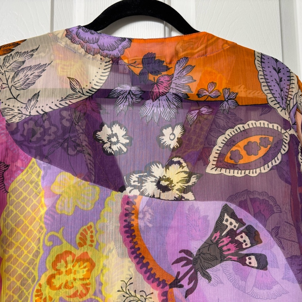 India boutique cover-up, S, orange, purple and yellow, very sheer, NWOT - Picture 8 of 11